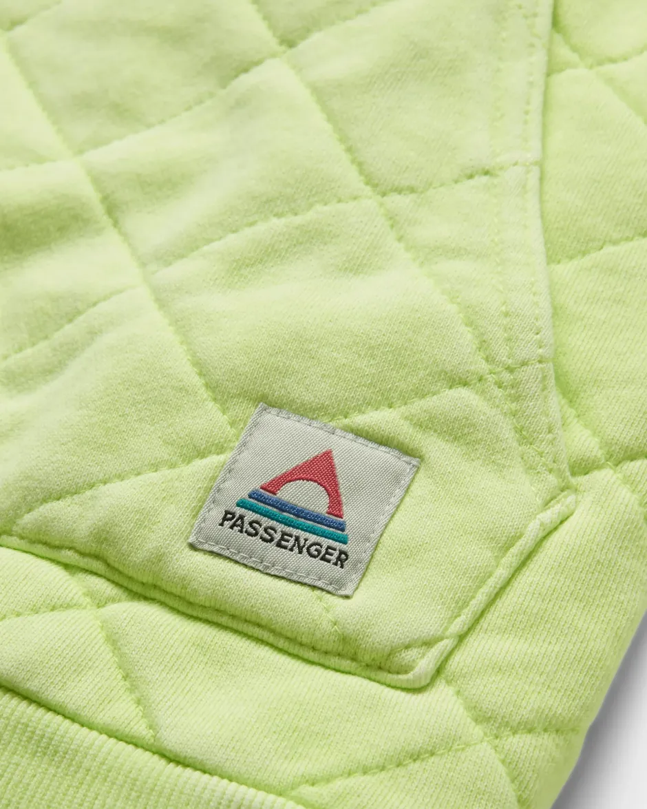 Hoodies & Sweatshirts>Passenger Clementine Recycled Quilted Popper Up Hoodie Lime Juice