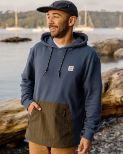 Hoodies & Sweatshirts|Men's Outlet>Passenger Cliff Recycled Cotton Hoodie Dark Denim