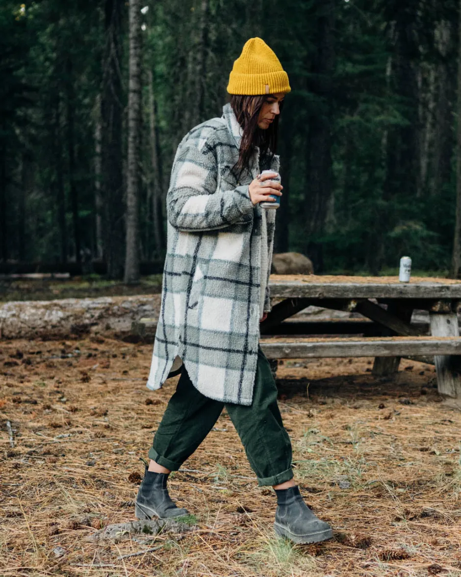 Fleece|Fleece>Passenger Cloudy Recycled Deep-Pile Sherpa Fleece Shirt Pistachio Check