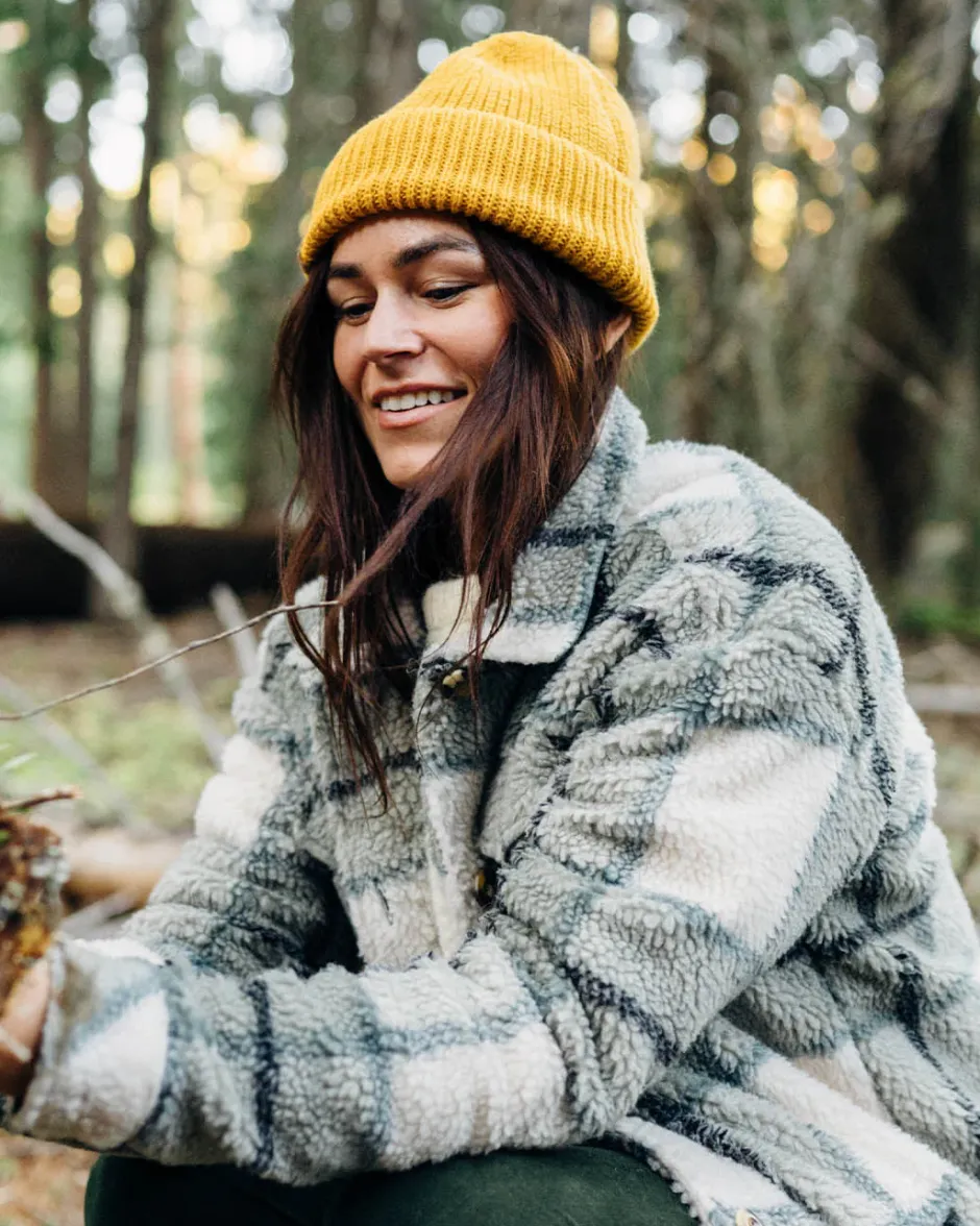 Fleece|Fleece>Passenger Cloudy Recycled Deep-Pile Sherpa Fleece Shirt Pistachio Check