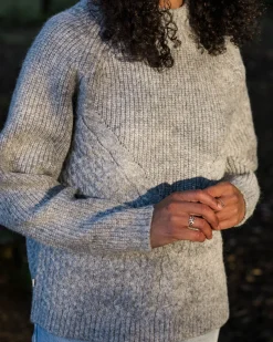 Knitwear|Women's Outlet>Passenger Cozy Cable Recycled Knitted Jumper Grey Marl