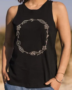 Tank Tops|Women's Outlet>Passenger Daisy Chain Recycled Cotton Tank Top Black