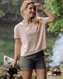 Tops & T-Shirts|Women's Outlet>Passenger Daisy Chain Recycled Cotton T-Shirt Peach Whip