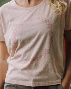 Tops & T-Shirts|Women's Outlet>Passenger Daisy Chain Recycled Cotton T-Shirt Peach Whip