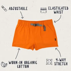 Shorts|Women's Outlet>Passenger Del Sur Hemp All Purpose Shorts Sunrise Orange