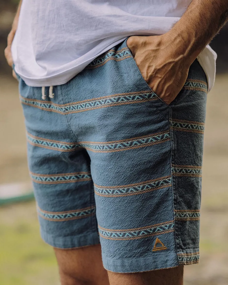 Shorts|Men's Outlet>Floris van Bommel Drifter Organic Cotton Jacquard Short Mediterranean Geo Stripe