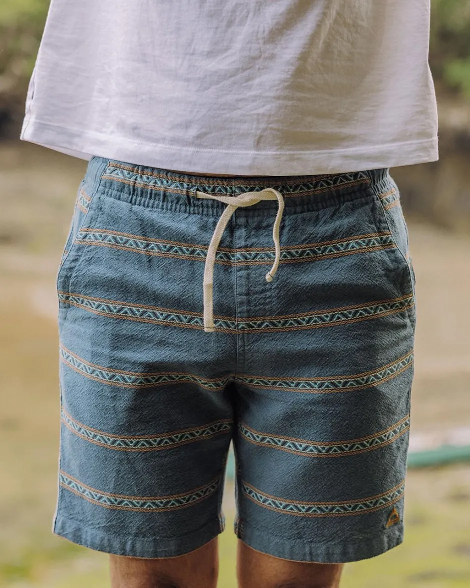 Shorts|Men's Outlet>Floris van Bommel Drifter Organic Cotton Jacquard Short Mediterranean Geo Stripe