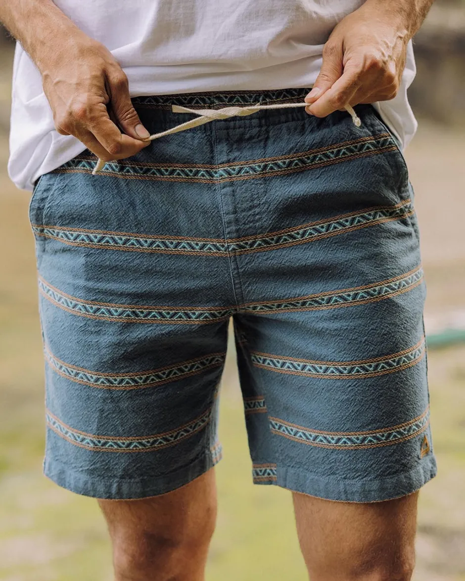 Shorts|Men's Outlet>Floris van Bommel Drifter Organic Cotton Jacquard Short Mediterranean Geo Stripe
