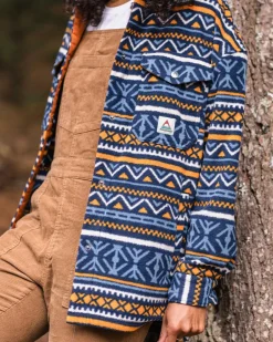 Shirts|Fleece>Passenger East Recycled Polar Oversized Shirt Homespun Stripe Navy