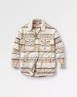 Shirts|Fleece>Passenger East Recycled Polar Oversized Shirt Homespun Stripe Sunrise Orange