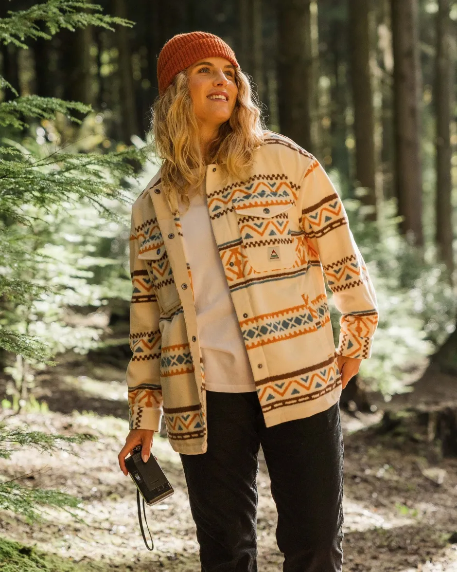 Shirts|Fleece>Passenger East Recycled Polar Oversized Shirt Homespun Stripe Sunrise Orange