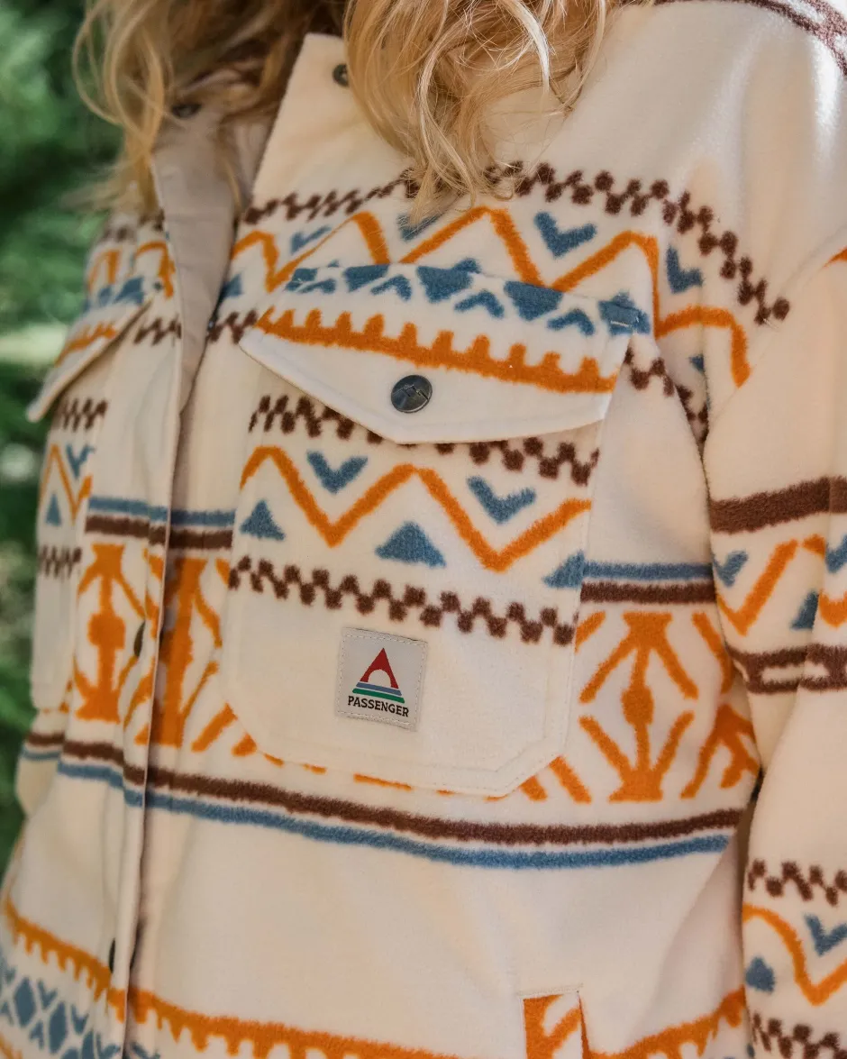 Shirts|Fleece>Passenger East Recycled Polar Oversized Shirt Homespun Stripe Sunrise Orange