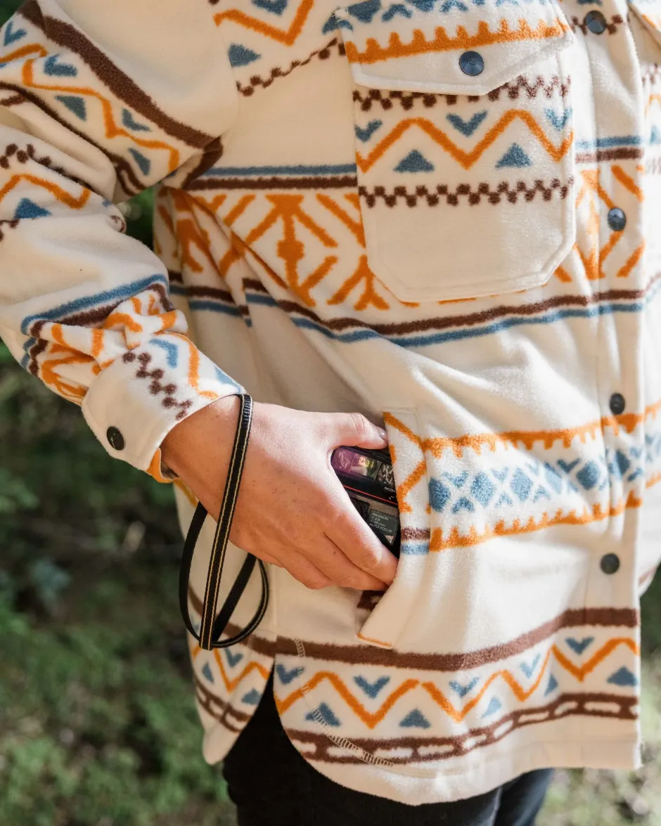 Shirts|Fleece>Passenger East Recycled Polar Oversized Shirt Homespun Stripe Sunrise Orange