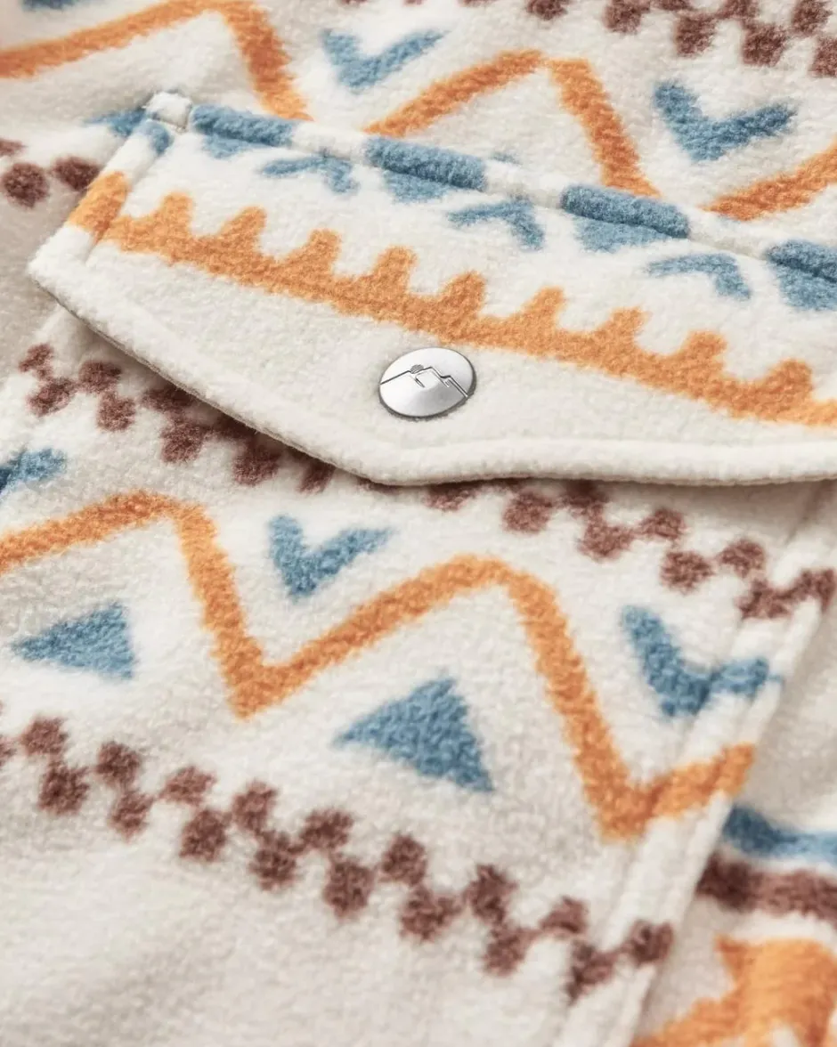 Shirts|Fleece>Passenger East Recycled Polar Oversized Shirt Homespun Stripe Sunrise Orange