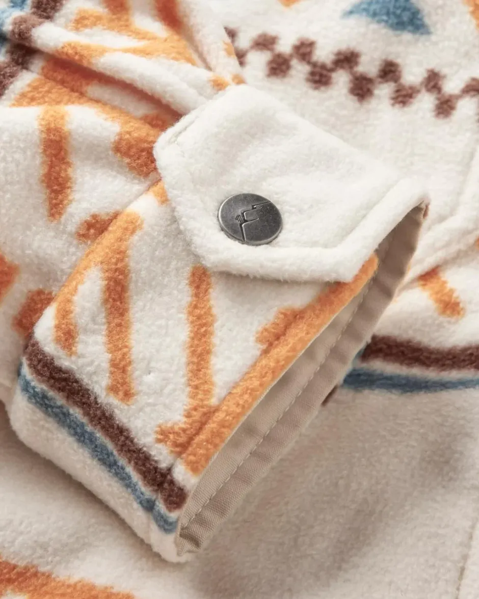 Shirts|Fleece>Passenger East Recycled Polar Oversized Shirt Homespun Stripe Sunrise Orange