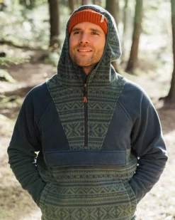 Fleece|Fleece>Passenger Edge Hooded 1/2 Zip Polar Fleece Nordic Geo Deep Ocean