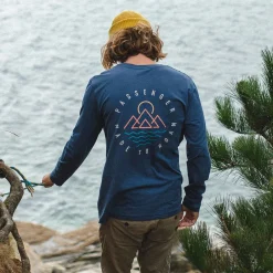 T-Shirts & Tank Tops|Men's Outlet>Passenger Escapism Recycled LS T-Shirt Dark Denim