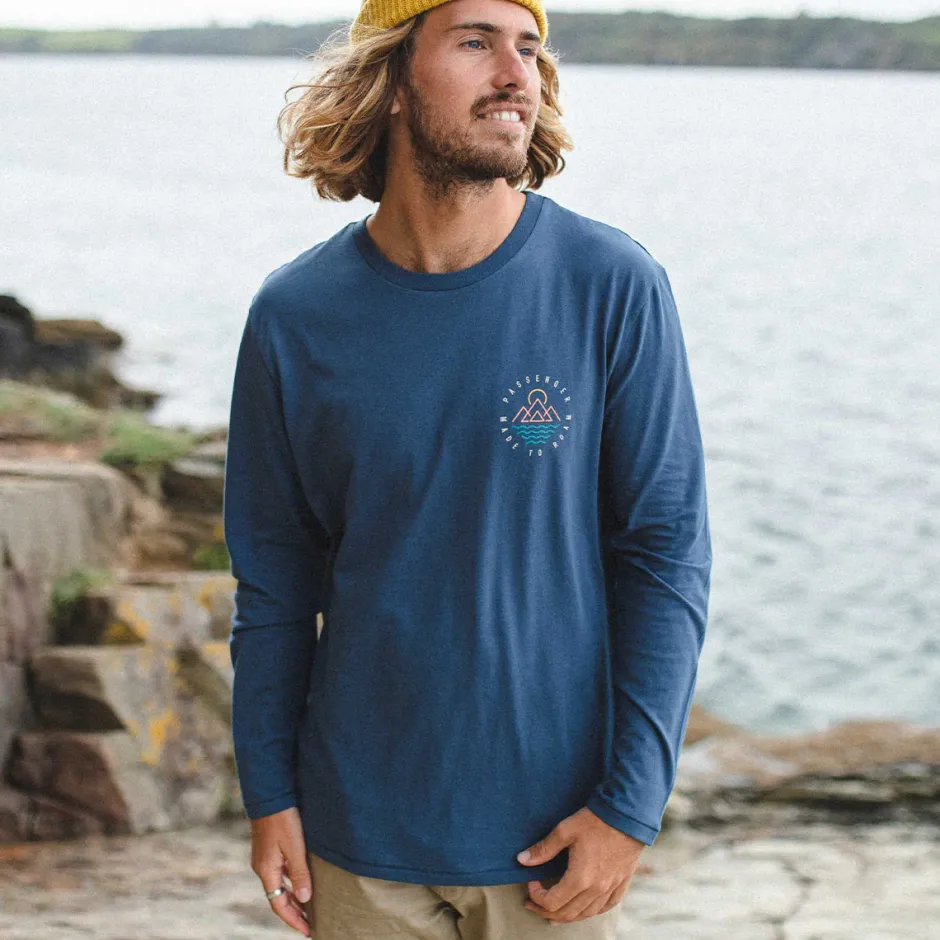 T-Shirts & Tank Tops|Men's Outlet>Passenger Escapism Recycled LS T-Shirt Dark Denim