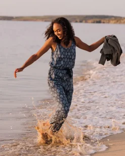 Jumpsuits & Playsuits|Dungarees & Pants>Passenger Eva Recycled Cotton Jumpsuit Tile Dark Denim