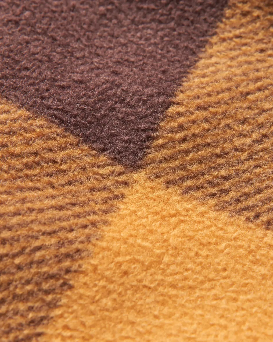 Shirts|Fleece>Passenger Firelight Sherpa Lined Overshirt Golden Brown Check