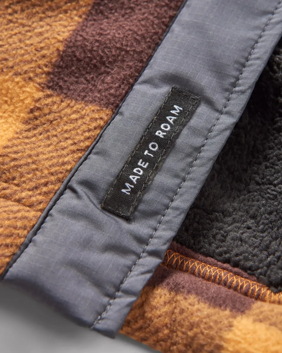 Shirts|Fleece>Passenger Firelight Sherpa Lined Overshirt Golden Brown Check