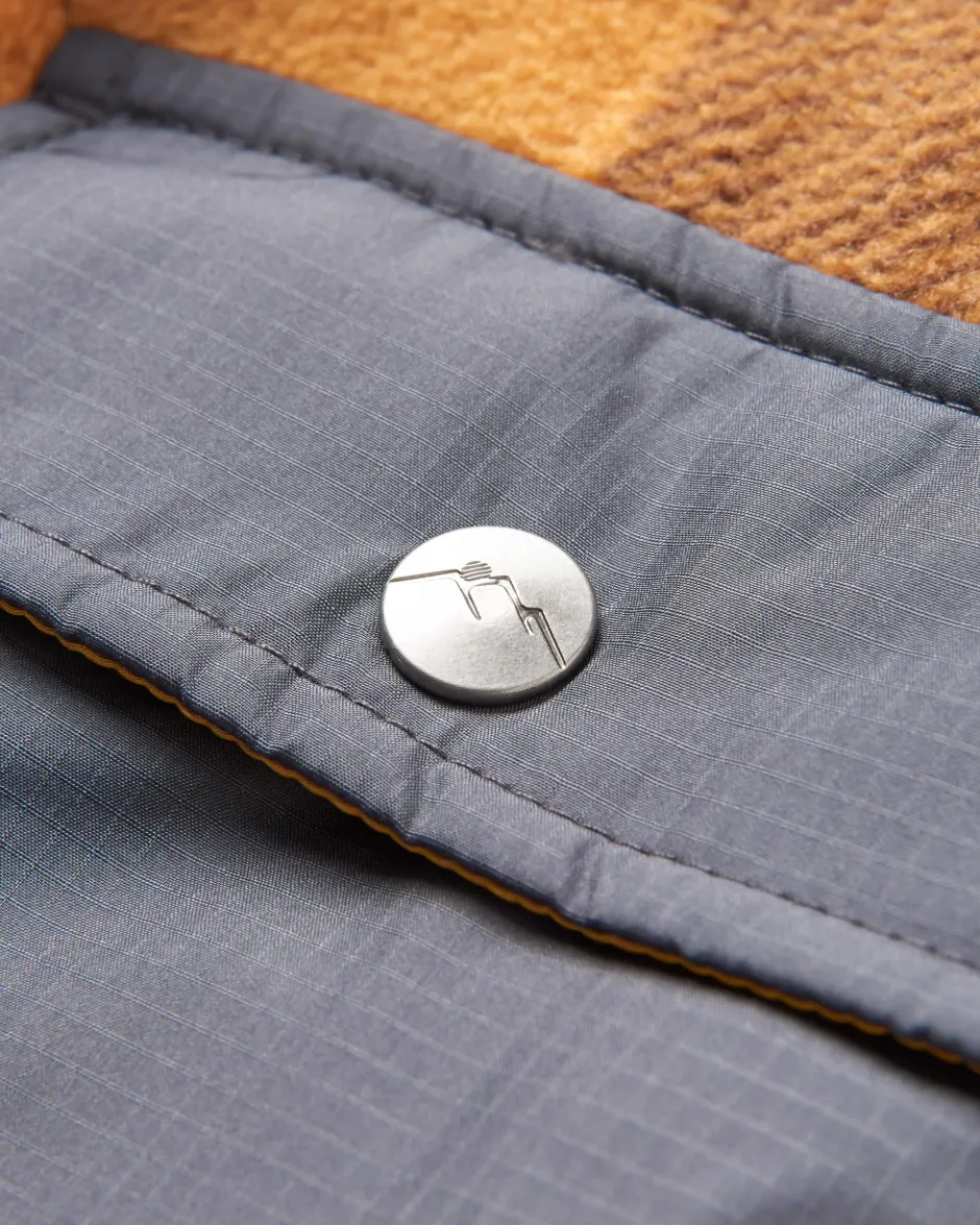 Shirts|Fleece>Passenger Firelight Sherpa Lined Overshirt Golden Brown Check