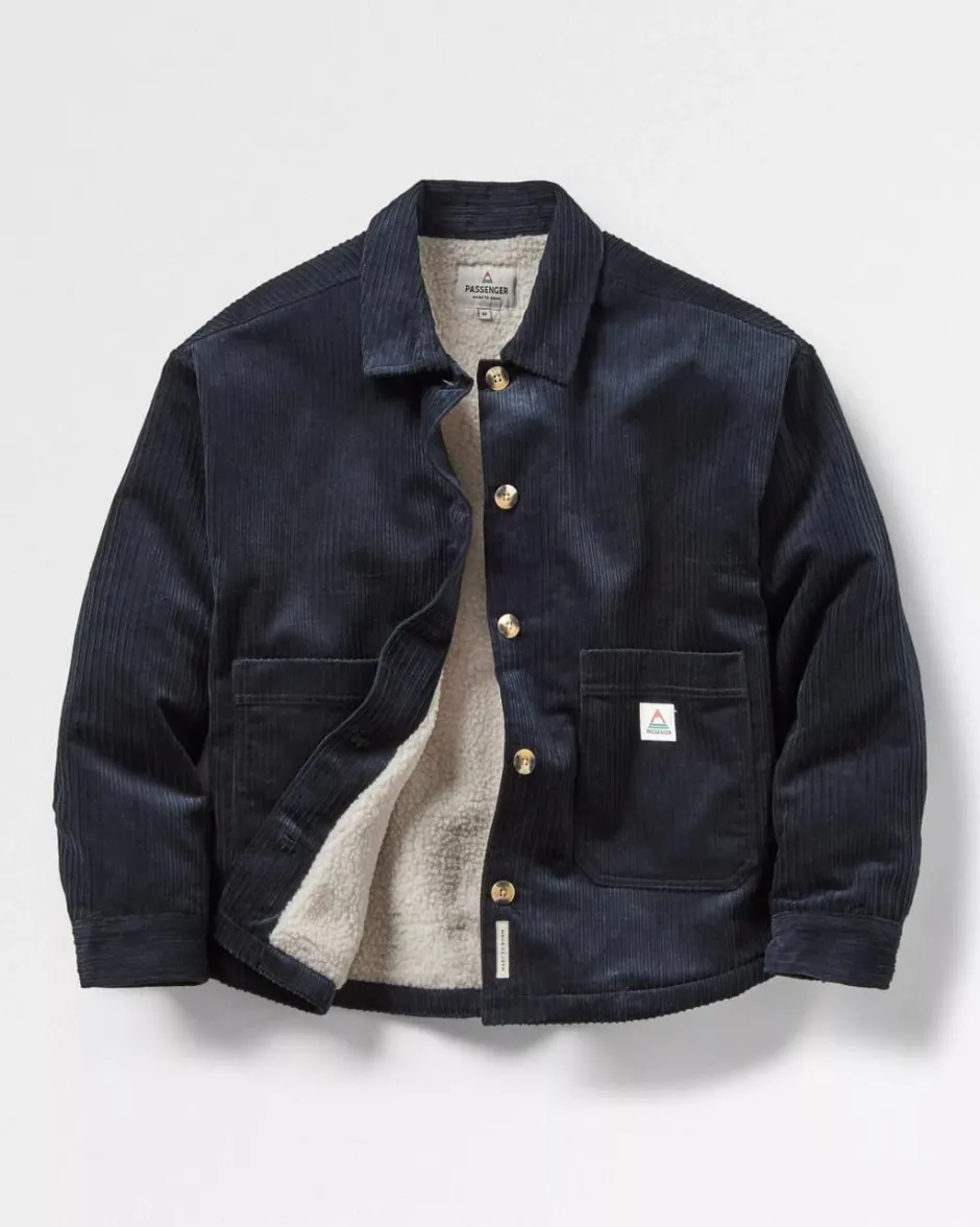 Shirts|Overshirts>Passenger Flint Recycled Cord Overshirt Deep Navy