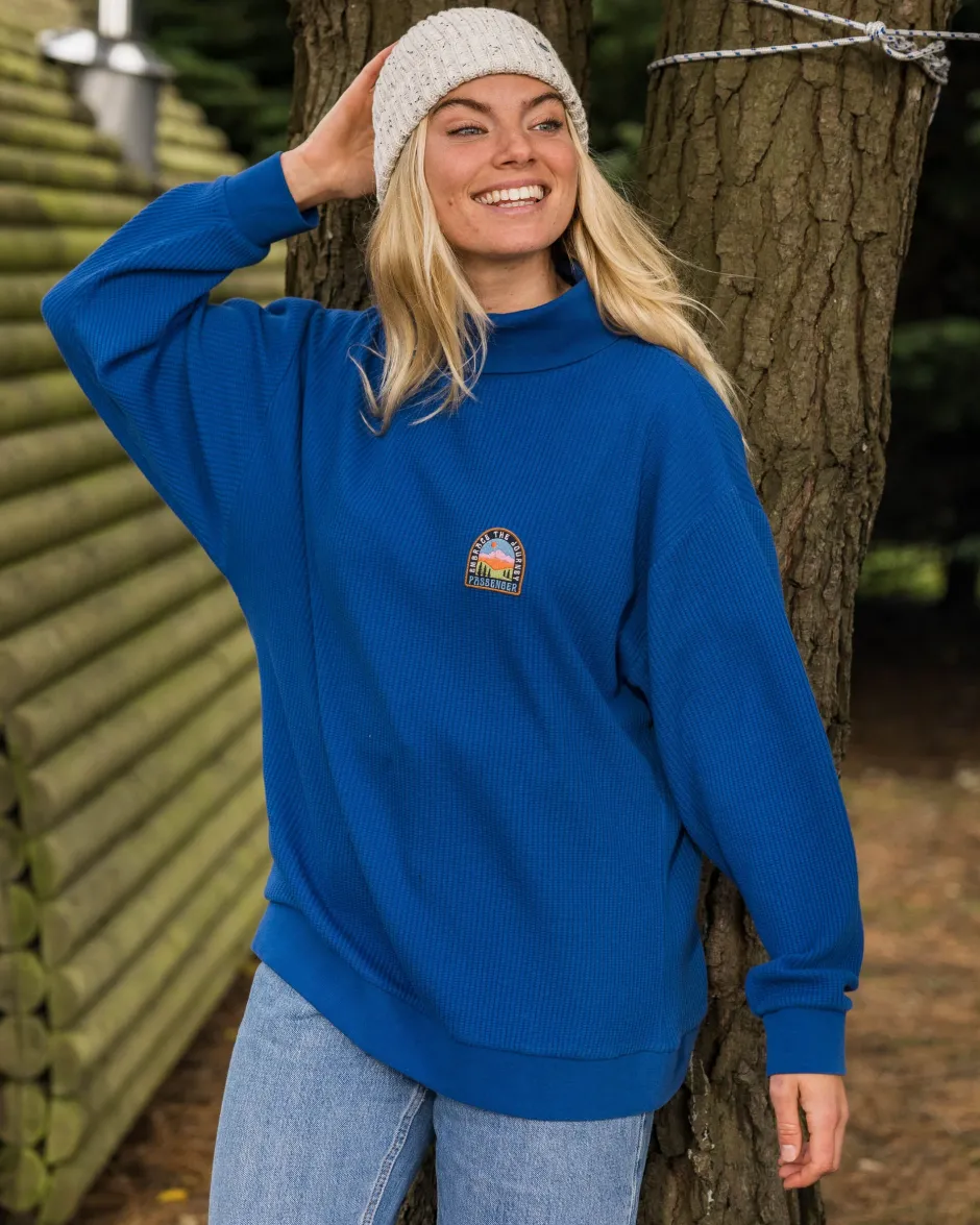 Hoodies & Sweatshirts|Women's Outlet>Passenger Flourish Roll Neck Top True Blue
