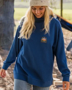 Hoodies & Sweatshirts|Women's Outlet>Passenger Flourish Roll Neck Top True Blue