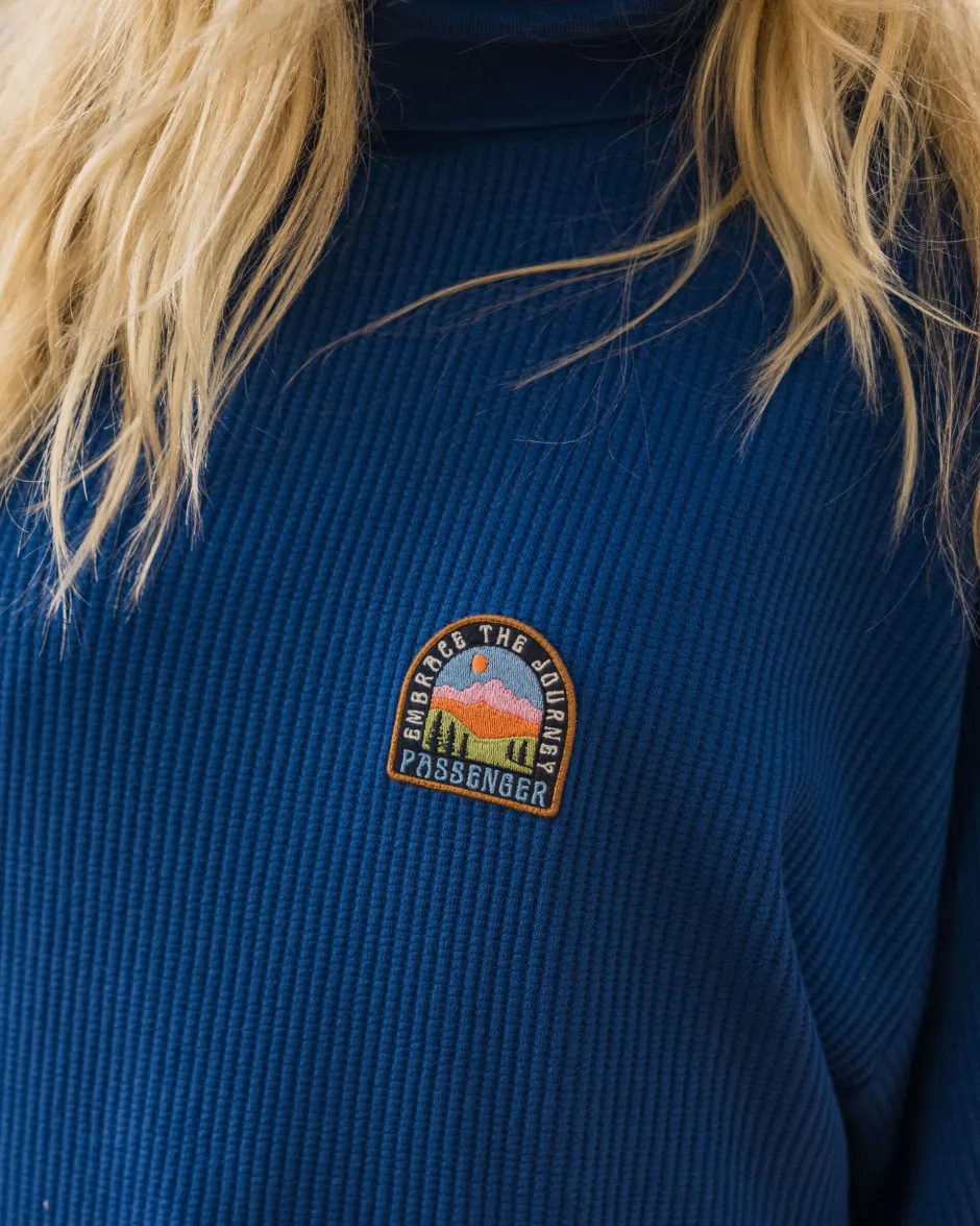 Hoodies & Sweatshirts|Women's Outlet>Passenger Flourish Roll Neck Top True Blue