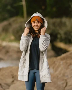 Hoodies & Sweatshirts|Women's Outlet>Passenger Getaway Recycled Cotton Quilted Full Zip Hoodie Grey Marl