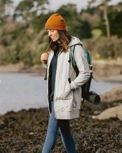 Hoodies & Sweatshirts|Women's Outlet>Passenger Getaway Recycled Cotton Quilted Full Zip Hoodie Grey Marl