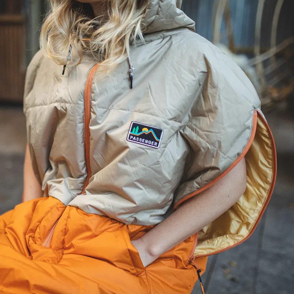 Accessories|Blankets>Passenger Good Times Recycled Sleep Sack Chinchilla Brown/ Sunrise Orange