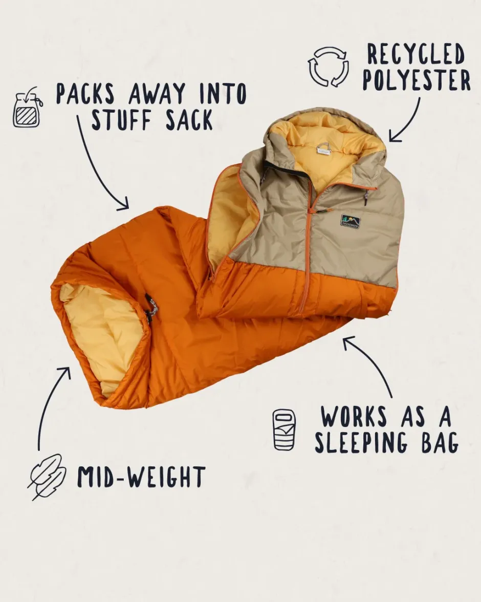 Accessories|Blankets>Passenger Good Times Recycled Sleep Sack Chinchilla Brown/ Sunrise Orange