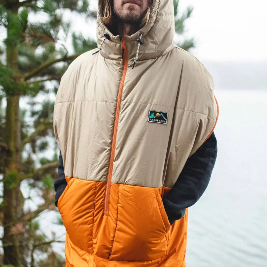 Accessories|Blankets>Passenger Good Times Recycled Sleep Sack Chinchilla Brown/ Sunrise Orange