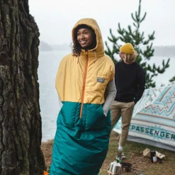Accessories|Blankets>Passenger Good Times Recycled Sleep Sack Ochre Yellow/ Storm Green