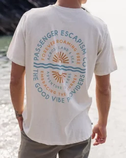 T-Shirts & Tank Tops|Men's Outlet>Floris van Bommel Good Vibes Recycled Cotton T-Shirt Milky Marl
