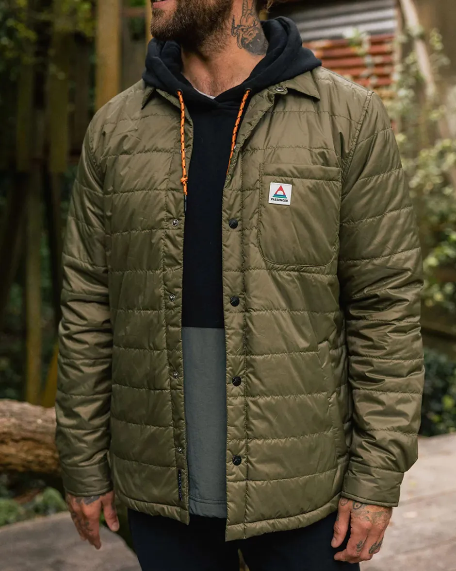 Shirts|Overshirts>Passenger Grain Recycled Insulated Overshirt Khaki