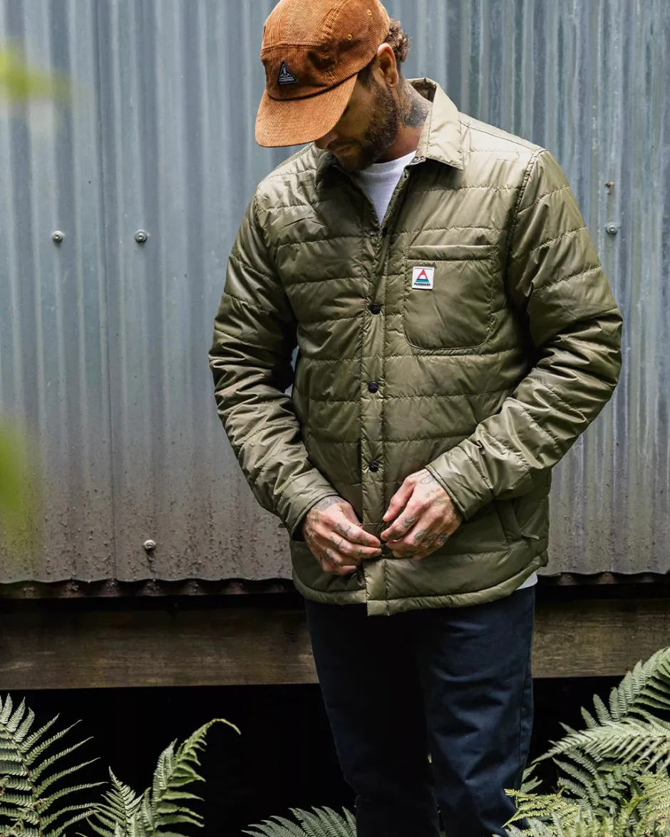 Shirts|Overshirts>Passenger Grain Recycled Insulated Overshirt Khaki