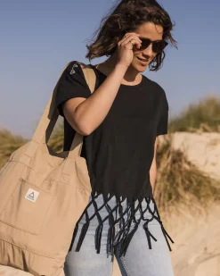 Tops & T-Shirts|Women's Outlet>Passenger Henna Recycled Cotton Tassel T-Shirt Black