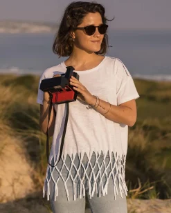 Tops & T-Shirts|Women's Outlet>Passenger Henna Recycled Cotton Tassel T-Shirt White