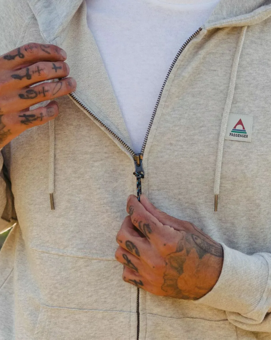 Hoodies & Sweatshirts|Men's Outlet>Passenger Heritage Full Zip Recycled Cotton Hoodie Grey Marl