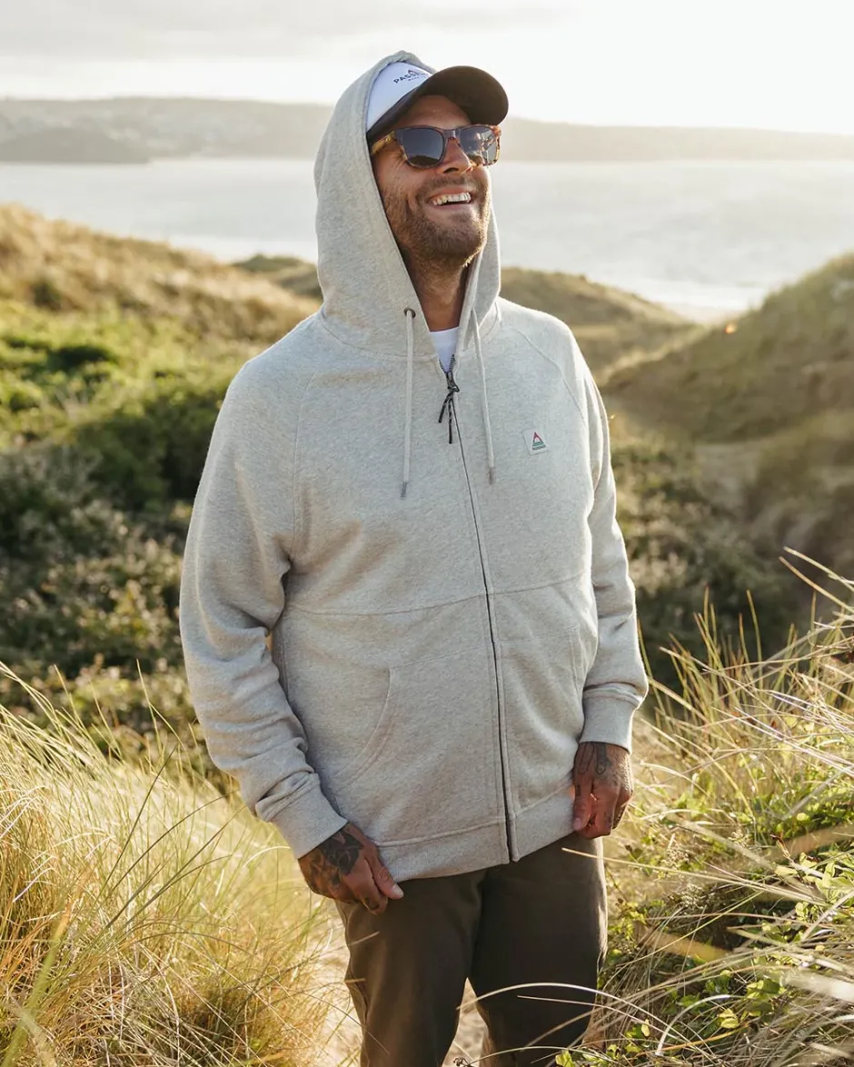 Hoodies & Sweatshirts|Men's Outlet>Passenger Heritage Full Zip Recycled Cotton Hoodie Grey Marl