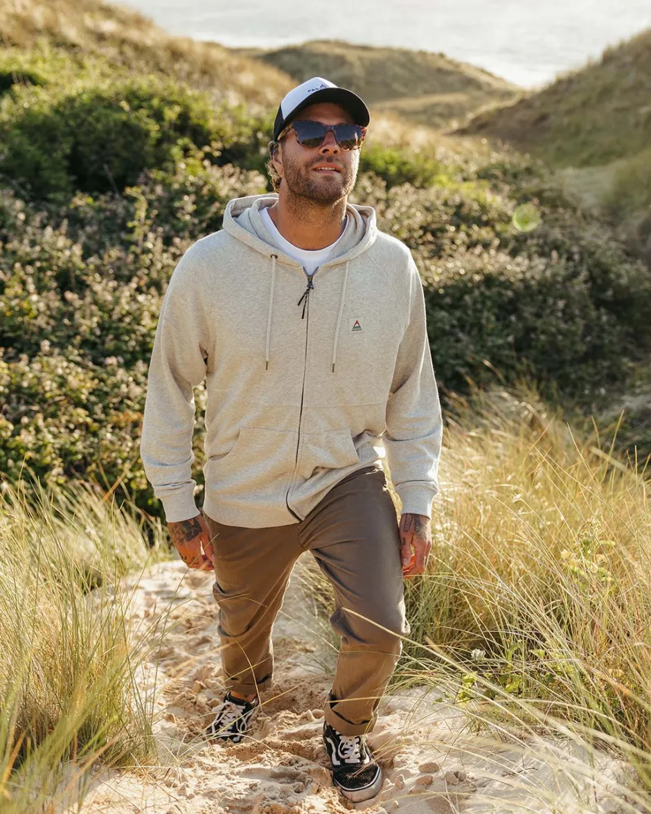 Hoodies & Sweatshirts|Men's Outlet>Passenger Heritage Full Zip Recycled Cotton Hoodie Grey Marl