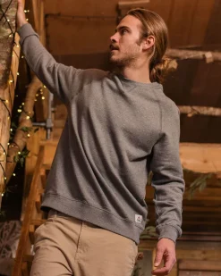 Hoodies & Sweatshirts|Men's Outlet>Passenger Heritage Recycled Cotton Sweatshirt Mid Grey Marl