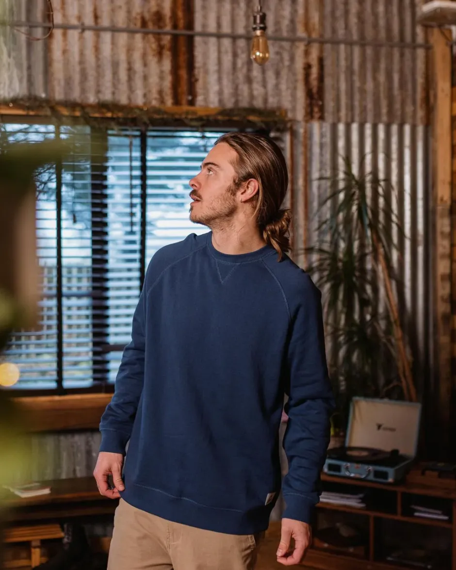 Hoodies & Sweatshirts|Best Sellers>Passenger Heritage Recycled Cotton Sweatshirt Dark Denim