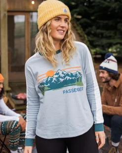 Tops & T-Shirts|Women's Outlet>Passenger Hilltop Organic Cotton LS T-Shirt Blue Fog