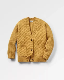 Knitwear|Women's Outlet>Passenger Homey Recycled Knitted Cable Cardigan Mustard Gold