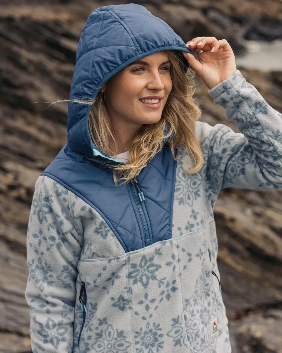 Fleece|Fleece>Passenger Juana Recycled Polar Hooded Fleece Large Tile Washed Blue