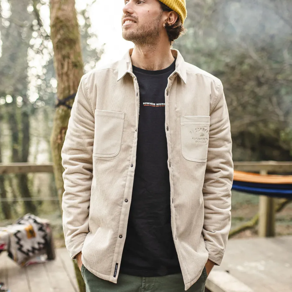 Shirts|Overshirts>Passenger Kodiak Sherpa Lined Cord Overshirt Feather Grey